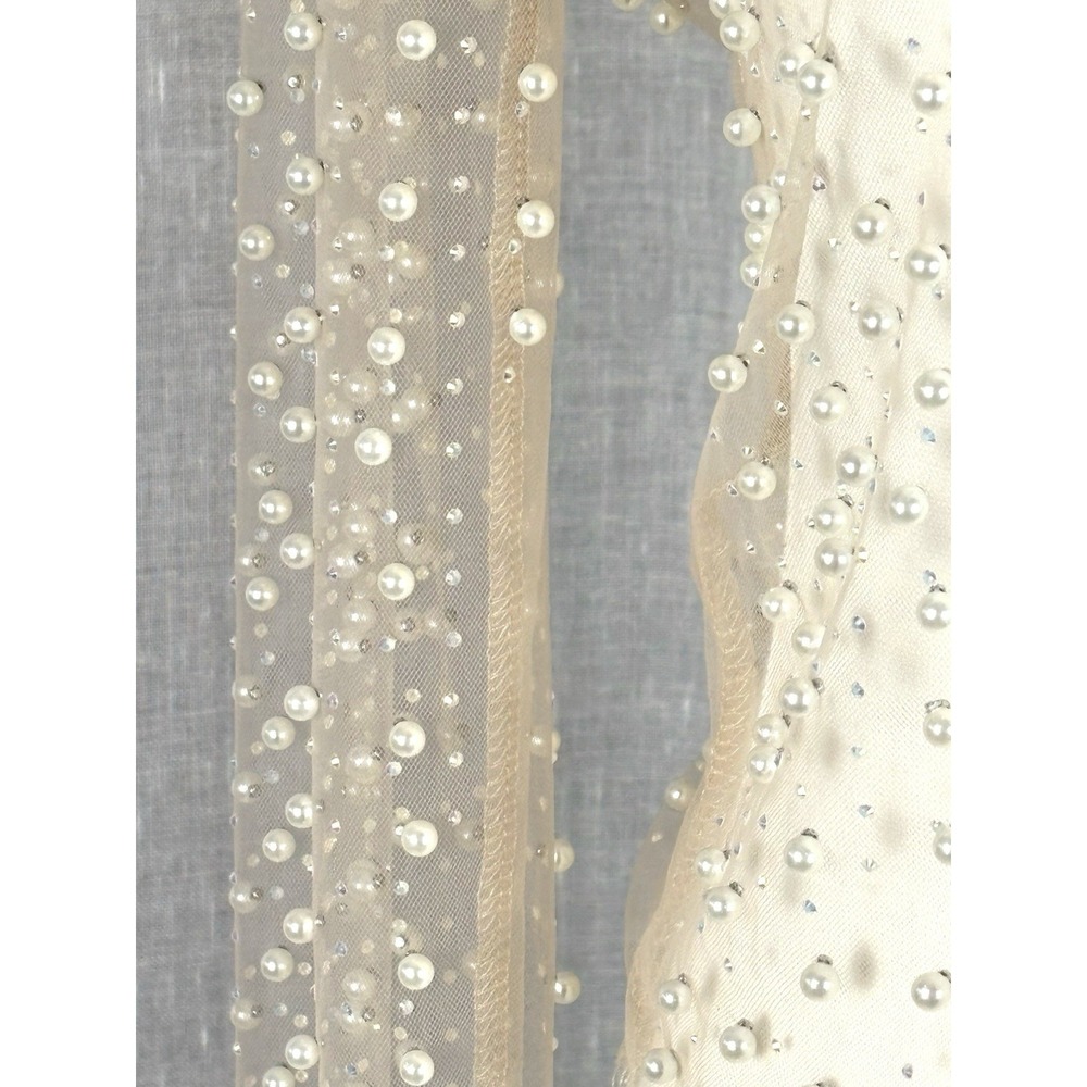 Sheer Pearl Festival Top Embellished Transparent Boho Fairy Angelcore Small 3-D - Picture 4 of 14